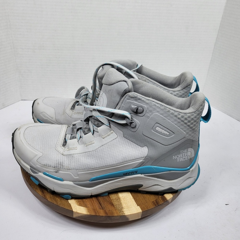 The North Face Vectiv Exploris Mid Futurelight Womens 9.5 Grey Blue Good Hiking